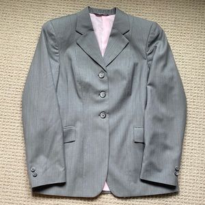 Equestrian show jacket. Gray stripe. Girls 12 Regular. Runs large.